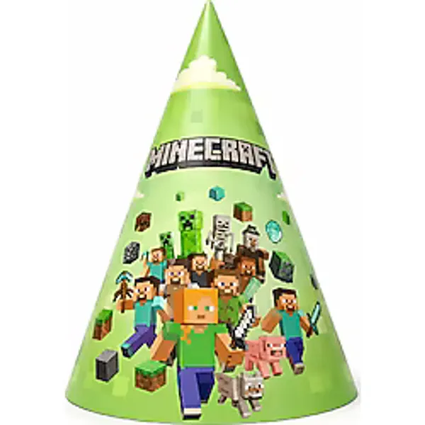 BKMC PARTY Minecraft Parti Şapkası Minecraft Temalı Doğum Günü Şapkası Çocuk Parti Malzemesi Doğum Günü Parti seti Süsü