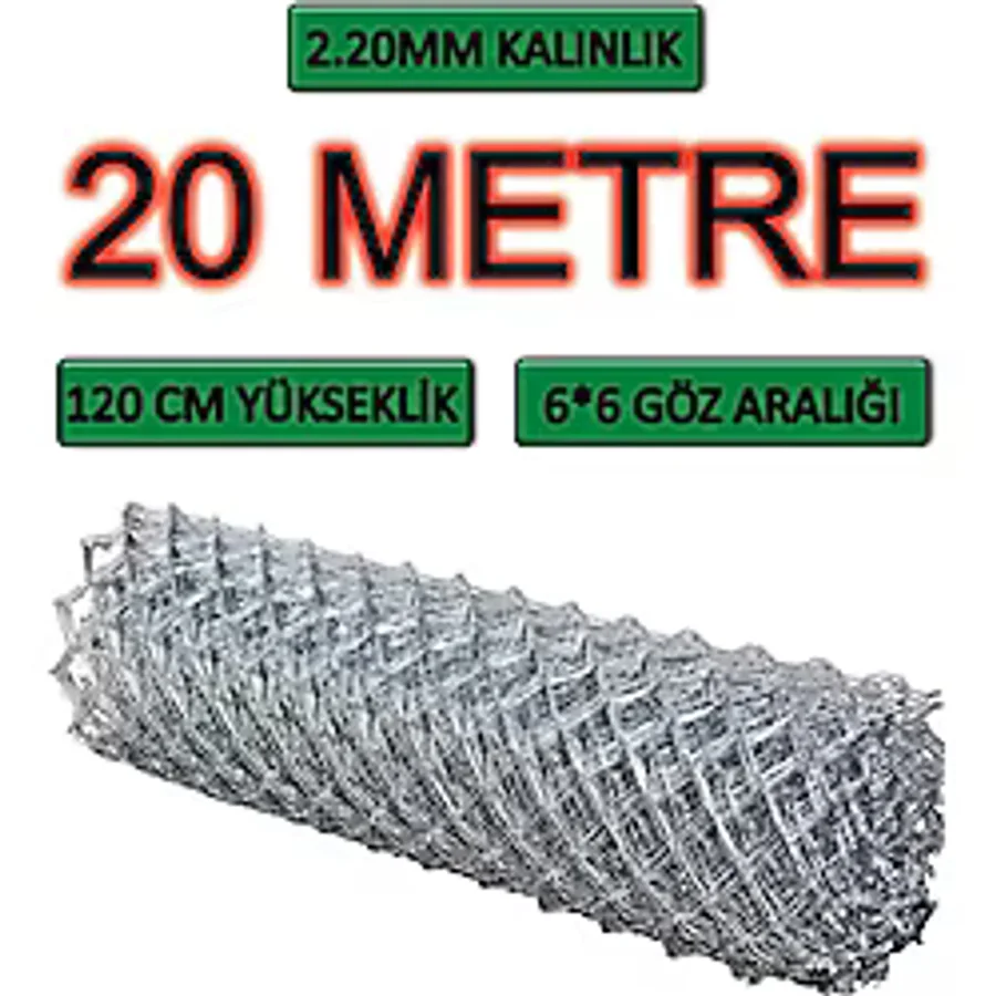 Bkn Tel Örgü -2.2Mm Kalınlık - 6x6 Göz - (1.2Mx20M) Tel Örgü Bahçe Teli Çit Teli Galvanizli Tel Örgü