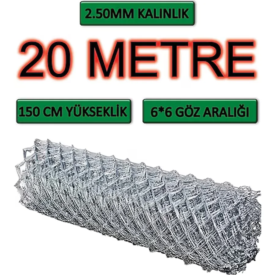 Bkn Tel Örgü 2.5Mm Kalınlık 6x6 Göz (1.5Mx20M) Helezon Tel Örgü Bahçe Teli Çit Teli Galvanizli Tel Örgü Hediyeli