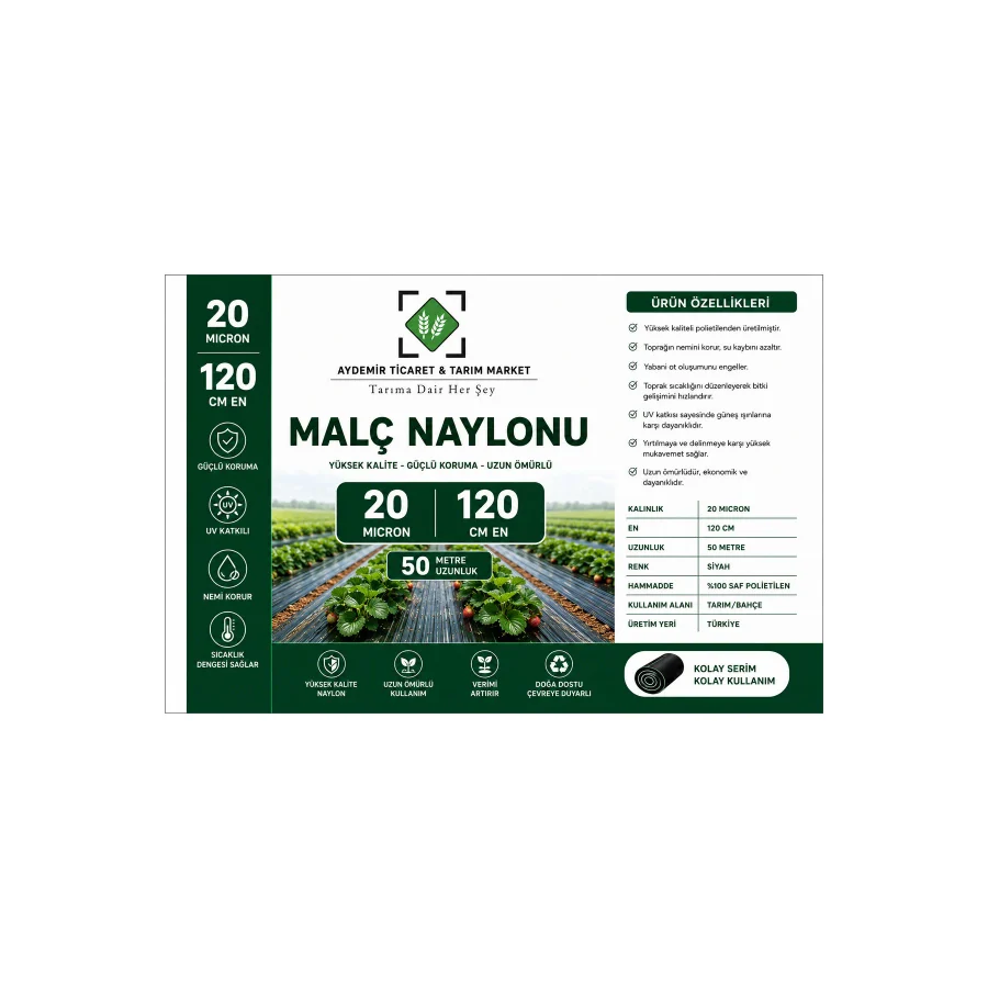 BKR Çilek Malç Naylonu Eni 120 Cm Boyu 50 Mt Deliksiz Malç Naylonu