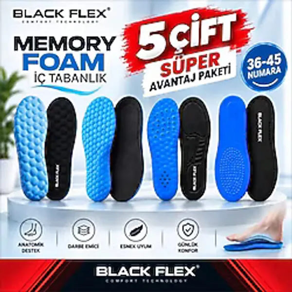 Black Flex BLACKFLEX MEMORY FOAM TABANLIK SÜPER AVANTAJ PAKETİ 5'Lİ SERİ 36-45