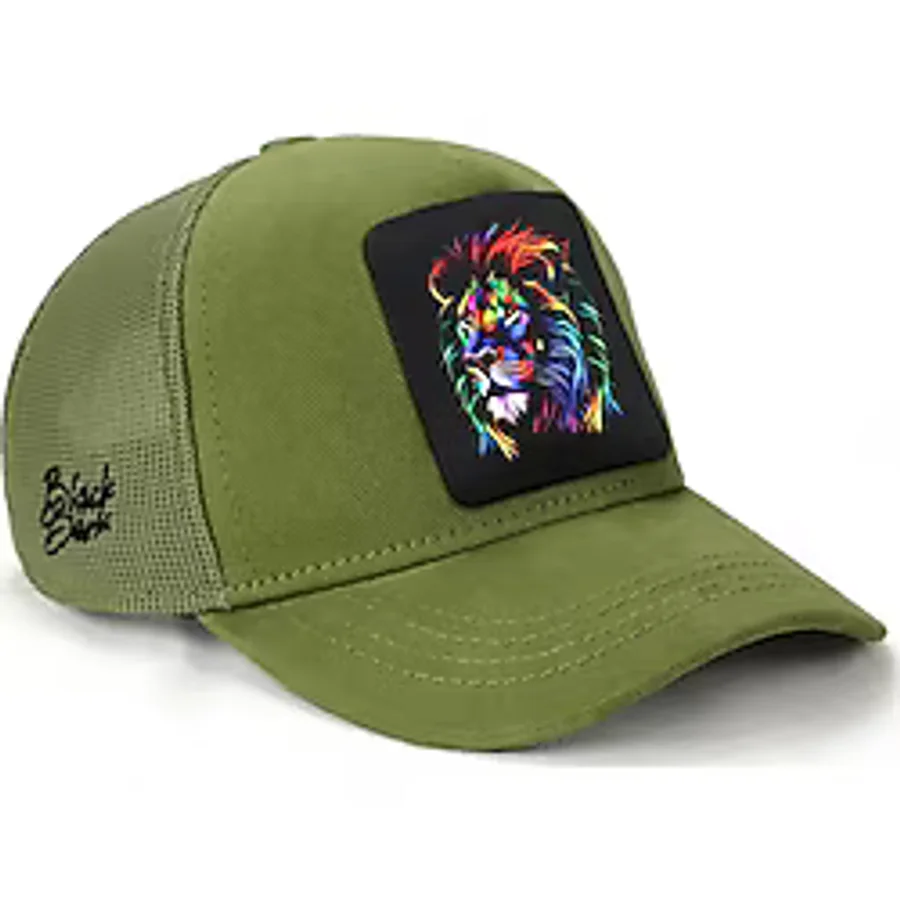BlackBörk V1 Kids Baseball Renkli Aslan - 15 Kod Logolu Unisex Açık Yeşil Çocuk Şapka (Cap)