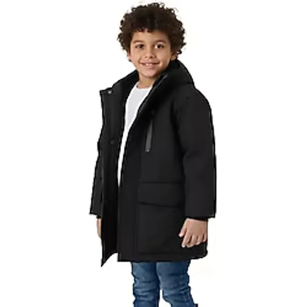 blayn jeans Erkek Çocuk Kürklü Su Ve Rüzgar Geçirmez Kapüşonlu Kışlık Mont & Kaban & Parka Siyah 10-11 Yaş