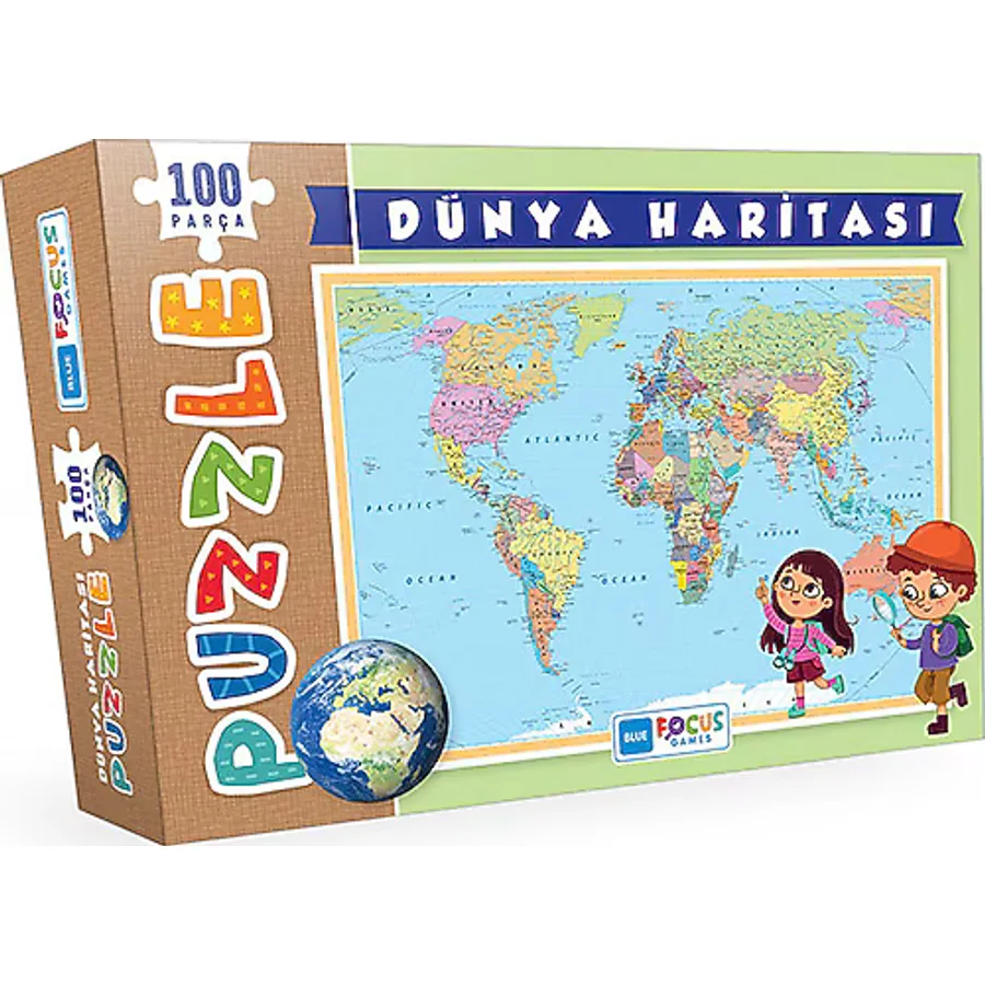 Blue Focus Dünya Haritası 100 Parça Puzzle BF239
