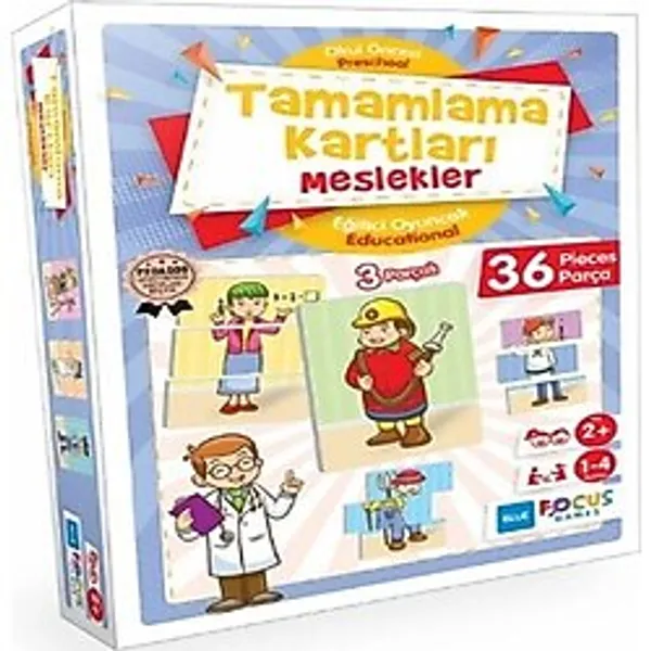 Blue Fus Tamamlama Kartları Meslekler - Eğitici Oyunlar 36 Parça - 1 Adet