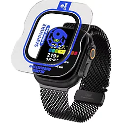 BLUEO Watch Ultra 1 / 2 / 3 Uyumlu 49mm Safir Titanyum Saat Ekran Koruyucu - Siyah