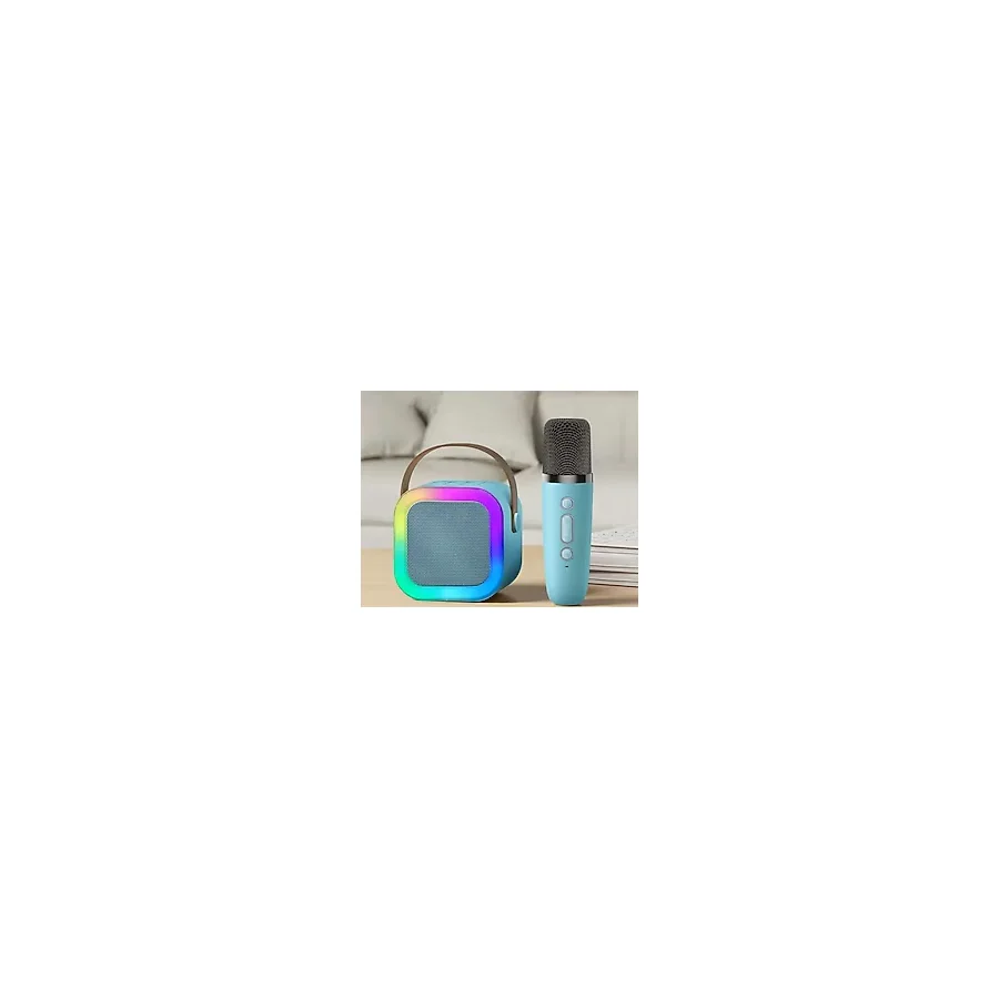 Bluetooth Hoparlör K12 Karaoke Makinesi Taşınabilir 5. Kablosuz Mikrofonlar İle Blue 1 Mic