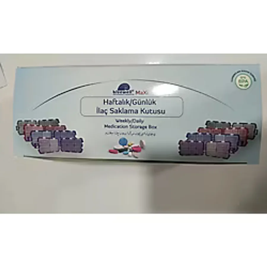 Bluewell Maxi Renkli Haftalık Günlük İlaç Saklama Kutusu 12'Li