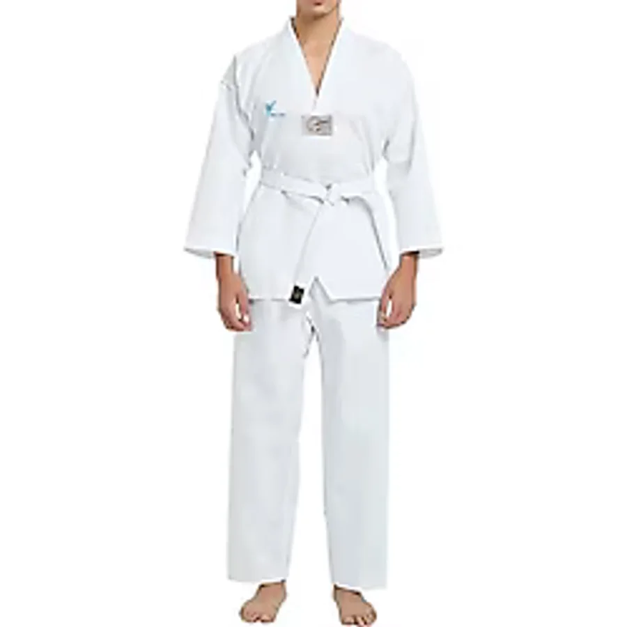 Bluu Acemi Beyaz Yaka Taekwondo Elbisesi Tekvando Elbisesi Dobok (120)