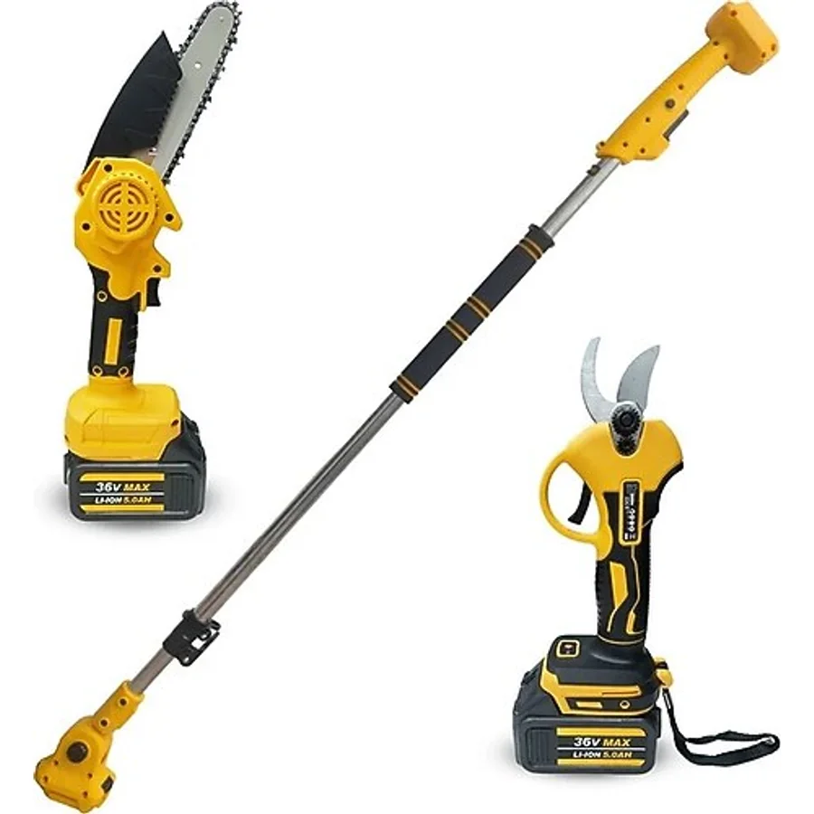 Bn-5 Cordless Tools Ltj-6A 2 Pcs Takım - Şarjlı Budama Makası - Şarjlı Testere - 2M Teleskopik Uzatma Aparatı