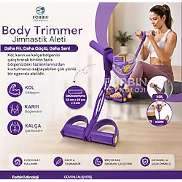 Body Trimmer Mekik Kürek Çekme Bel İnceltme Aleti Evde Spor Lastikli Egzersiz Lastiği Mor-Sa93
