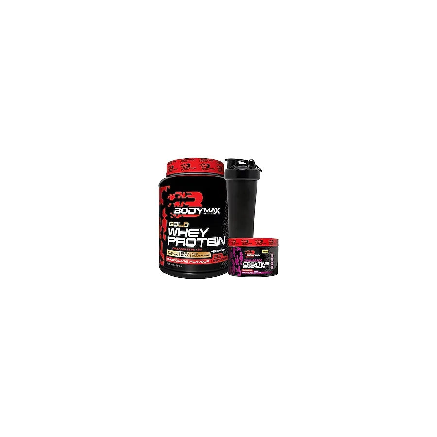 Bodymax Gold Whey Protein Tozu 960 gr Çikolata Aromalı + Creamax Kreatin 120 gr + Shaker - Çikolatalı