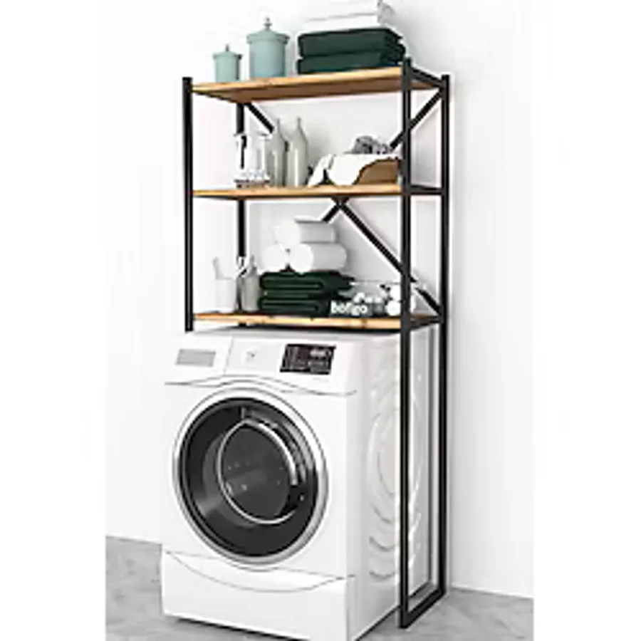 Bofigo 3 Raflı Metal Banyo Düzenleyici Metal Banyo Rafı Çamaşır Makinası Üstü Çam