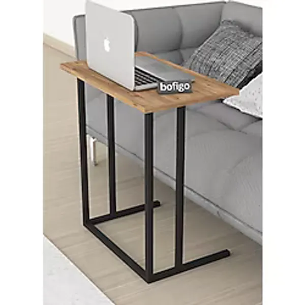 Bofigo Metal Ayaklı Laptop Sehpası Kahvaltı Masası Çalışma Sehpası Stabil Çam