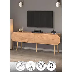 Bofigo Tv Sehpası 2 Kapaklı Tv Sehpası Düşer Kapaklı Tv Ünitesi Televizyon Sehpası 120 Cm Sicilya Çam