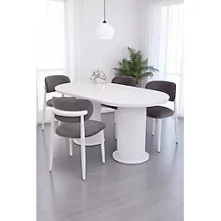 Bohem Norte Lak Panel Sabit Yemek Masa Sandalye Takımı 90X160cm