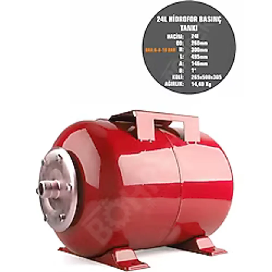 BÖHRER 24lt Yatay Hidrofor Genleşme Tankı - Hidrofor Basınç Tankı