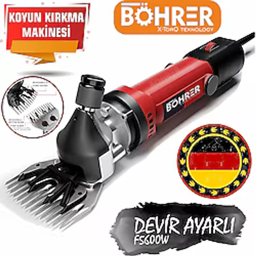 BÖHRER Alman Koyun Keçi Kırkma Kırpma Makinesi , 3200w 6 Kademe Devir Ayarlı , Bakır Sargılı