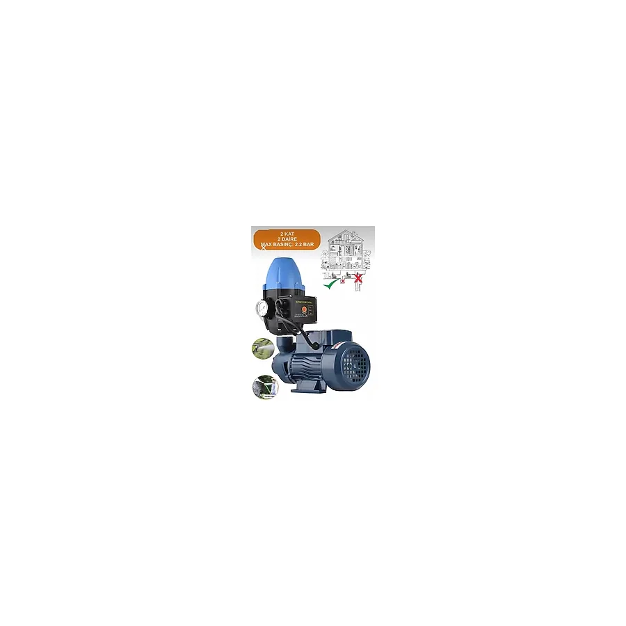 BÖHRER Qb60b 2 Kat 2 Daire 0.5 Hp Otomatik Musluk Aç Kapa Hidrofor Su Pompası Motoru Hidromat