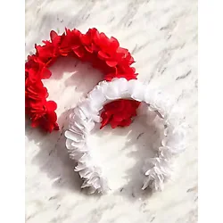 Bol Güllü Kına Gecesi Nedime Tacı Kına Tacı Lohusa Tacı Kırmızı-beyaz 2 Adet
