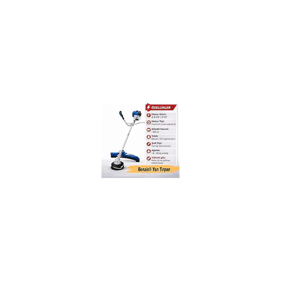 Bolat Factor Benzinli 2 Zamanlı Yan Tırpan 2.3 Kw - 3 Hp Testere 65 cc Şaft Çapı 28 mm Yüksek Performanslı