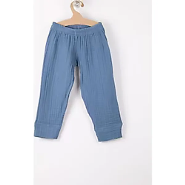 Bondilolly %100 Pamuk Beli Lastikli Müslin Bebek Pantolon - 3 - 4 Yaş - Mavi