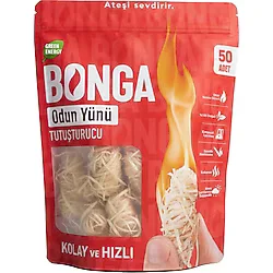 BONGA Soba, Şömine, Mangal Tutuşturucu 50 Adet 700 gr - Jel Ve Çıra Alternatifi Doğal Odun Yünü