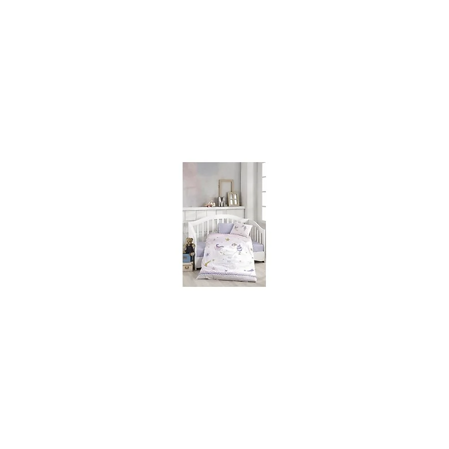 Bonjardin Home Dijital Baskılı 3D Pamuklu Bebek Nevresim Takımı - 100 x 150 cm - Mor