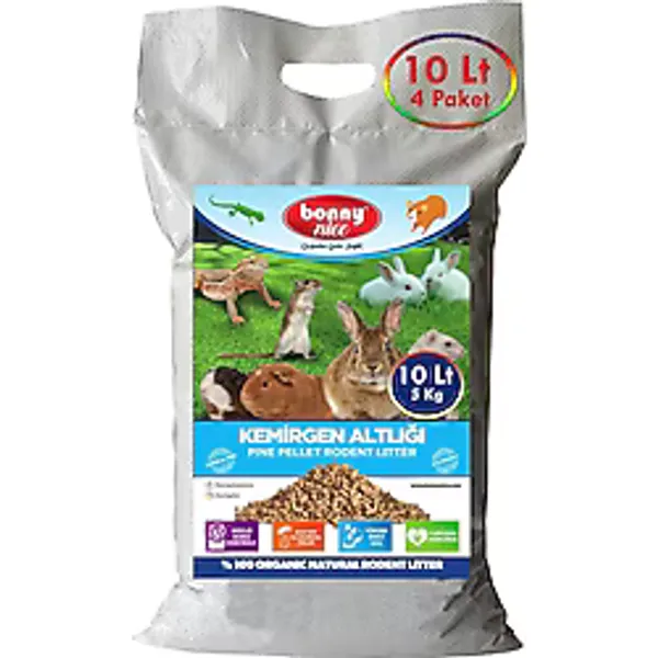 Bonny Nice Doğal Çam Pelet Hamster Kafes Altlığı 5 Kg 10 Lt (4 Adet)