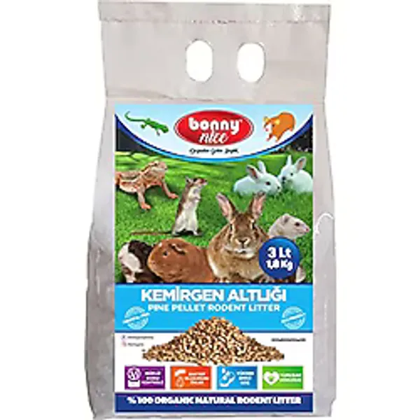BonnyNice Bonny Nice Doğal Çam Pelet Tavşan Kafes Altlığı 1.8 Kg 3 Lt (2 Adet)