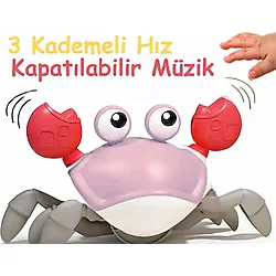 Boratila Toys Emeklemeye Yardımcı 3 Hız Kademeli Kapatıp Açılabilen Müzikli Sensörlü Şarjlı Yengeç Oyuncak