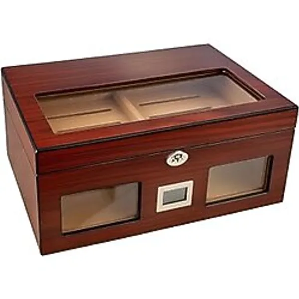 Bordo 2 Katlı Camlı Dijital Humidor Puro Kutusu rc59kr