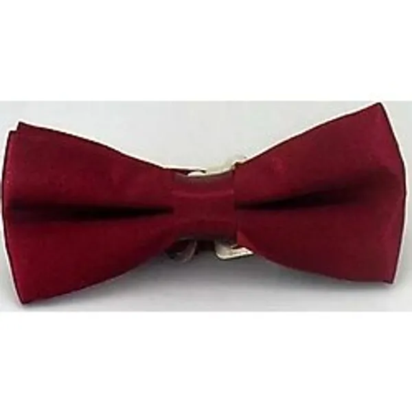 Bordo Çocuk Boy Düz Renk Saten Papyon - CP-04