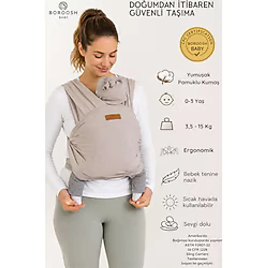 Boroosh Baby Yumuşak Bebek Sling %100 Pamuklu Kese Ve Bere Hediyeli Indigo Bebek Taşıma Şalı /oeko-tex