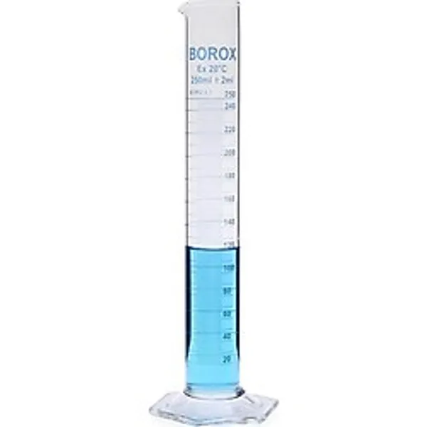 Borox Cam Mezur 250 Ml Uzun Form Dereceli Silindir Mavi Skala