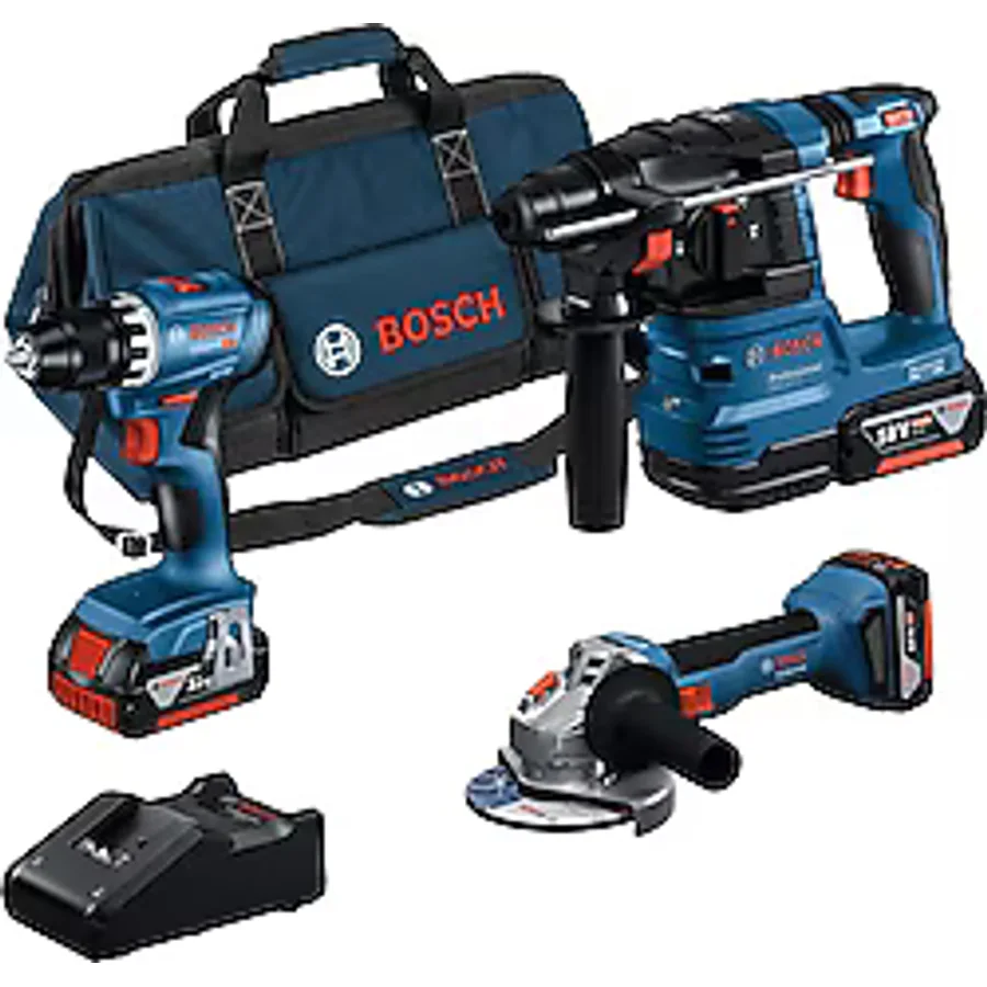 Bosch 0615A5007L GSR 18V-45 + GWS 18V-8 + GBH 18V-22 Üç Akülü 4 Ah Kombo Set