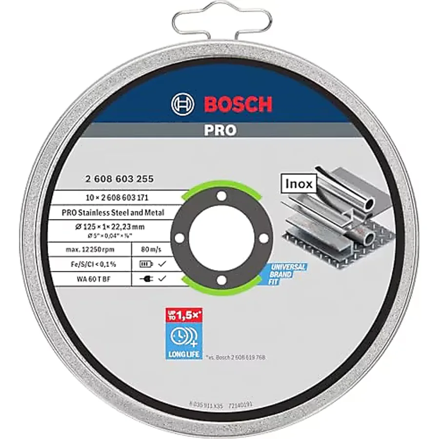 Bosch 125x1.0mm Standard For Inox Rapido 10'lu Kesici Disk - 2608603255