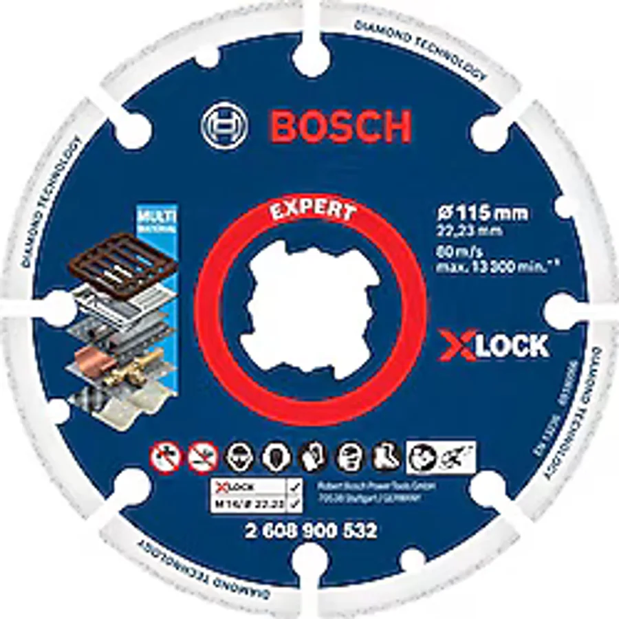 Bosch 1x EXPERT Diamond Metal Wheel X-LOCK Kesme Diski 115 mm (Dökme demir, Paslanmaz çelik, Çelik, Demir içermeyen metalle, Ø 115 mm, Aksesuar Küçük Avuç Taşlama Makinesi)