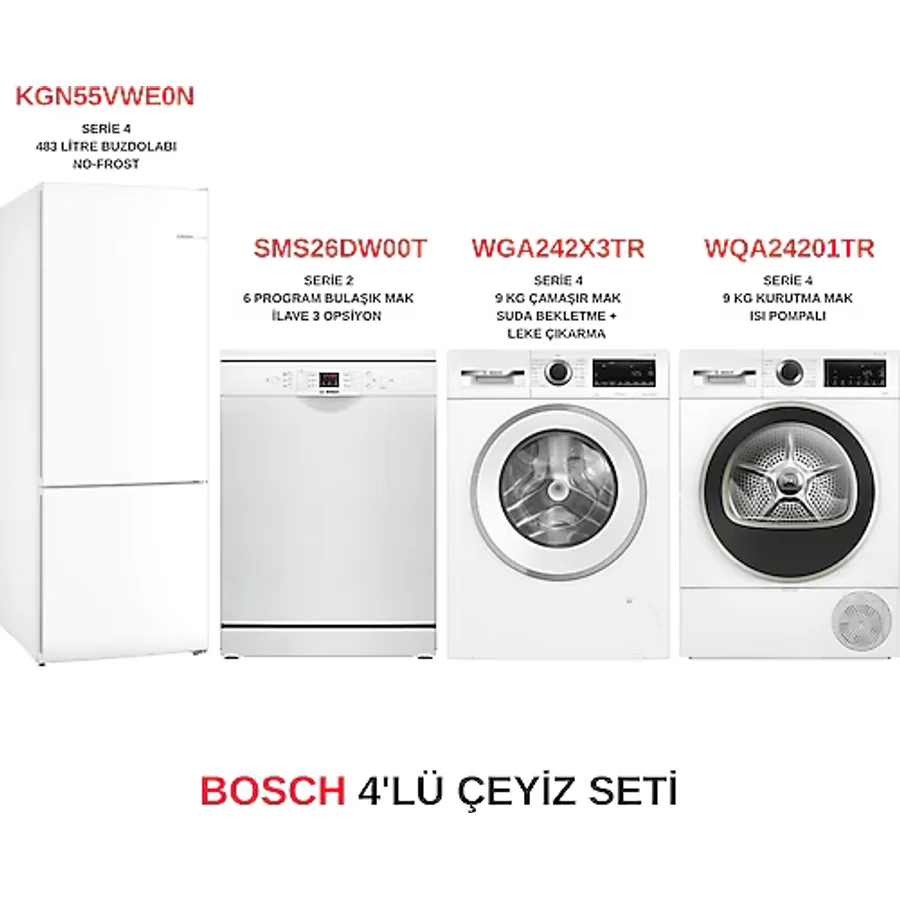 Bosch 4'LÜ BEYAZ EŞYA ÇEYİZ SETİ
