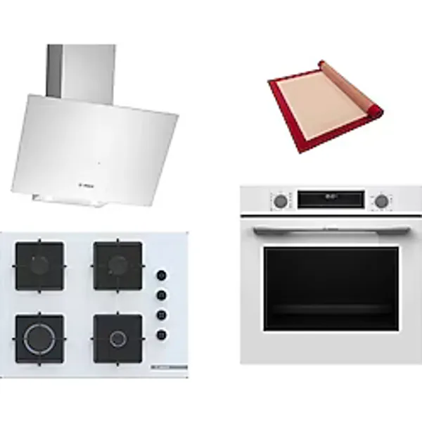 Bosch Beyaz 3 Lü Ankastre Set 597 ( HUA717BV0T - POP7C2P31O - DWK64PJ20T ) 67CM Ocak - Buhar Destekli - Pişirme Matı ile