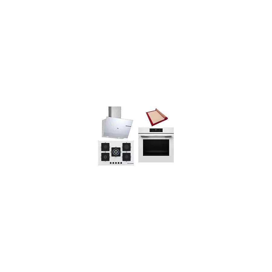 Bosch Beyaz 3 Lü Ankastre Set (Hjg852yw0t-Pnq7b2p30o-Dwk67pj20t) 3D Fry - Pişirme Matı İle