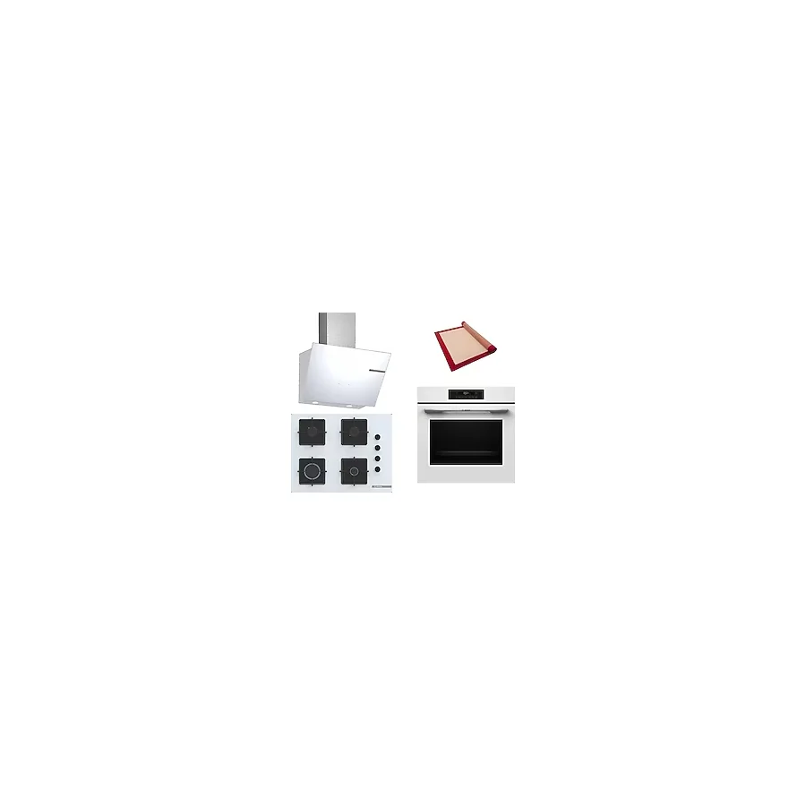 Bosch Beyaz 3 Lü Ankastre Set (Hjg852yw0t - Pop7c2p31o - Dwk66pj20t) 67Cm Ocak - 3D Fry Hava İle Kızartma - Pişirme Matı İle