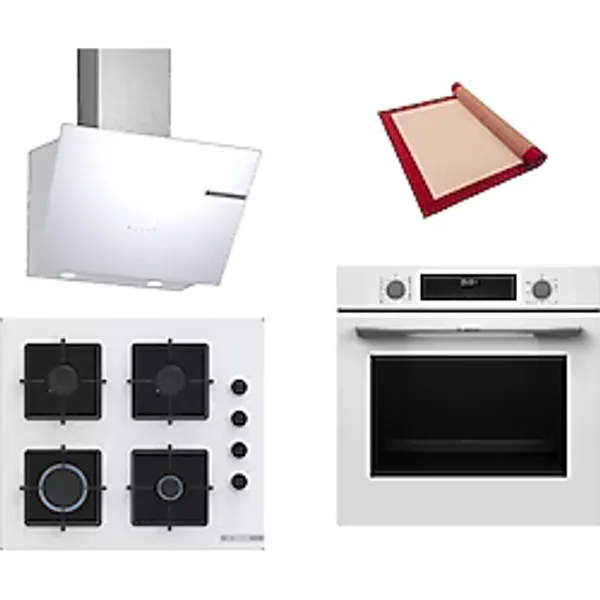 Bosch Beyaz 3 Lü Ankastre Set ( Hua717bv0t - Pop6c2p31o - Dwk66pj20t) - Buhar Destekli - Pişirme Matı İle
