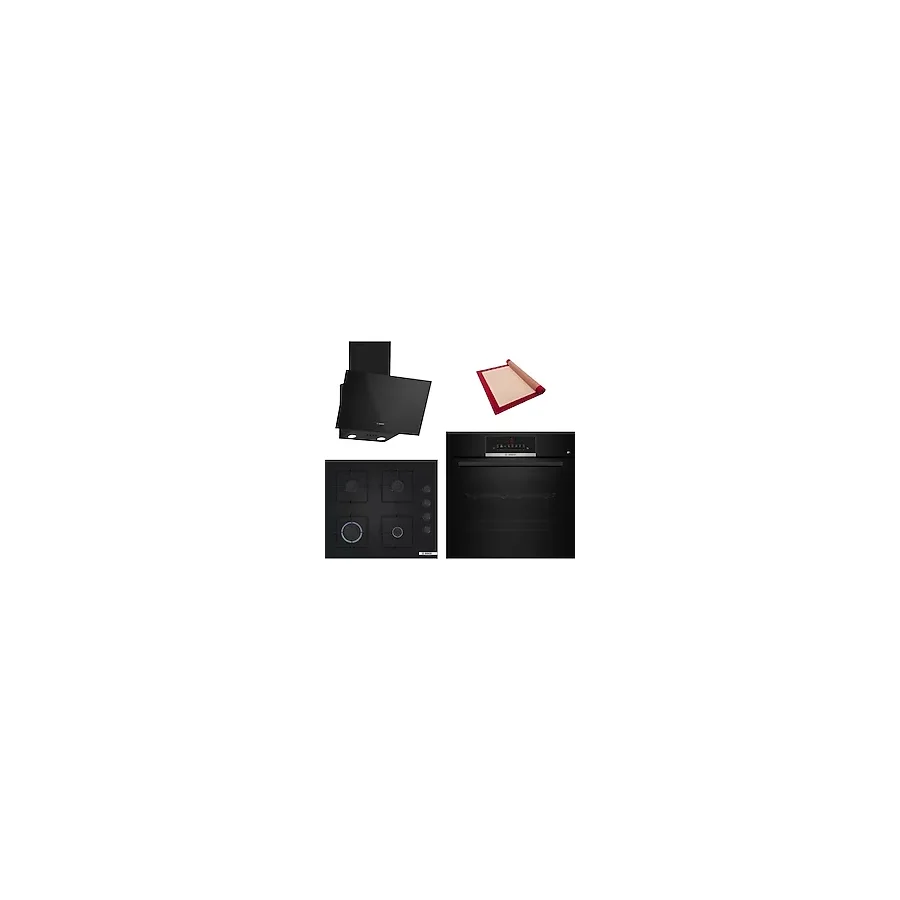 Bosch Black 3 Lü Ankastre Set 622 ( Hbj559eb6t - Pop6c6p31o - Dwk63pj60t) - 3D Fry Tepsili - Pişirme Matı İle
