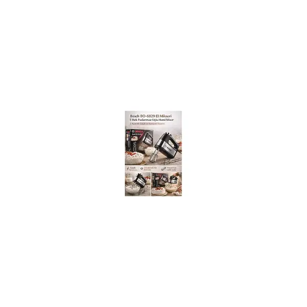 Bosch BO-6829 Güçlü El Mikseri - 5 Hızlı Paslanmaz Uçlu, Krema & Hamur I