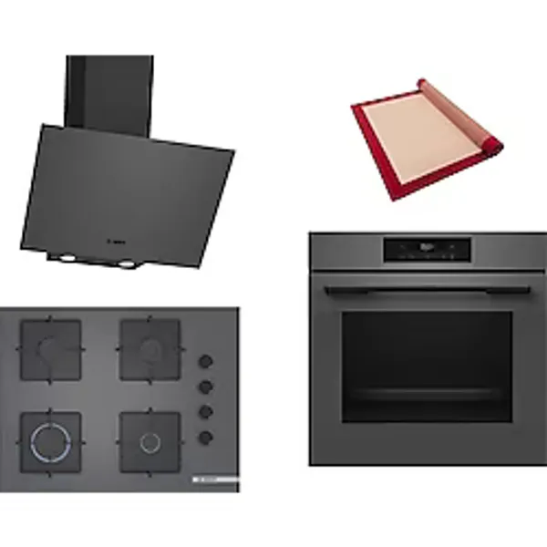 Bosch Gri 3 Lü Ankastre Set 575 (Hjg852yn0t - Pop7c9p31o - Dwk64pj70t) 67Cm Ocak - 3D Fry Hava İle Kızartma - Pişirme Matı İle