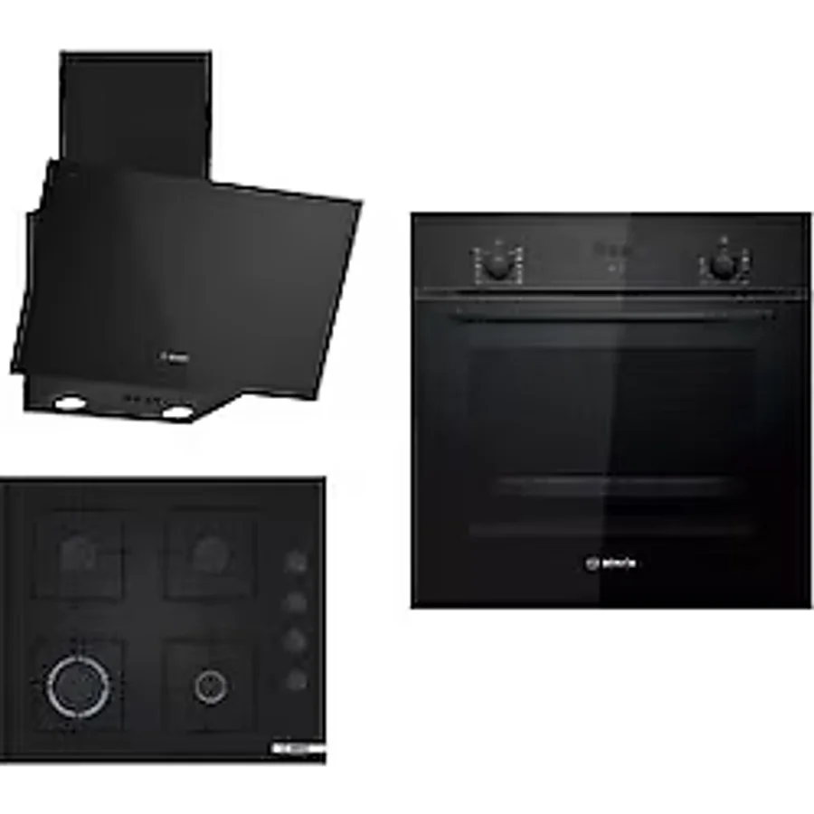 Bosch HBF512BB1T - POP6C6P30O - DWK63PJ60T Siyah Ankastre Set