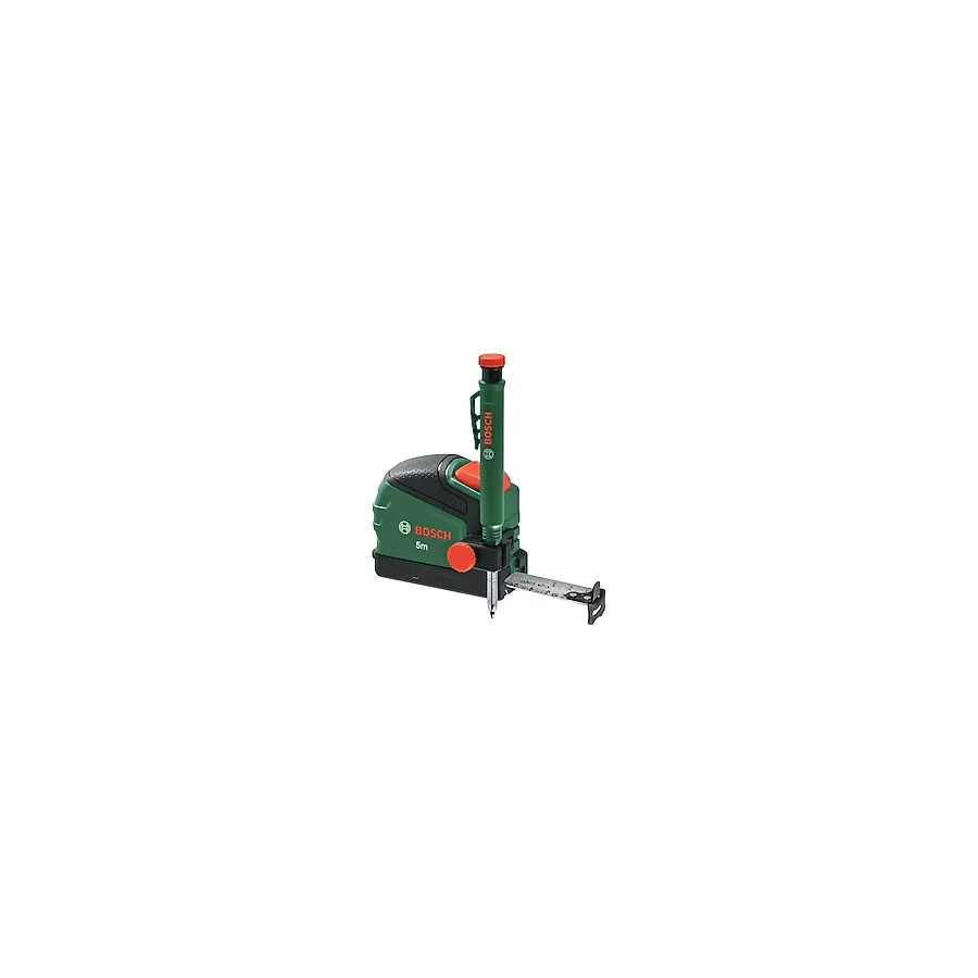 Bosch Mezura 5 M + Derin Delik İşaretleyici Kurşun Kalem (Kurşun Kalem Klipsi; Otomatik Kilit; Naylo