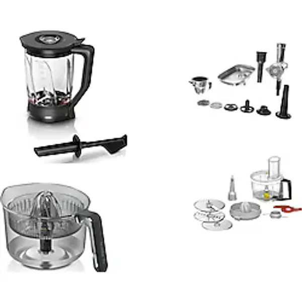 Bosch Optimum Mutfak Şefleri 8-9 Serilerine Uyumlu Kıyma Çekme-Cam Blender-Narenciye Sıkacağı-Doğrama Rende Aparatı 4lü Set