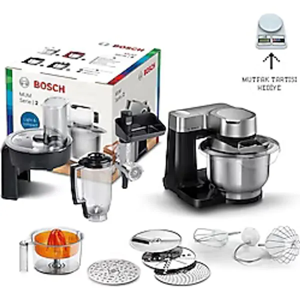 Bosch Premium Seri 2 Kıyma Blender ve Hamur Yoğurma Hepsi Bir Arada Mutfak Makinesi 900W Tartı Hediyeli